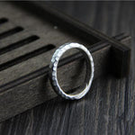 Thin Hammered Silver Ring