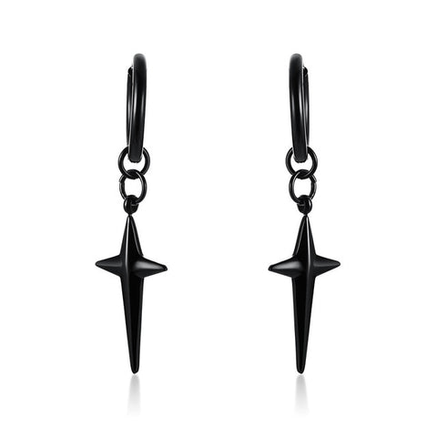 Black Star Cross Earring